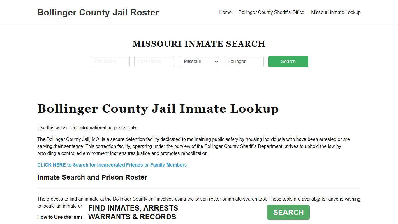 Bollinger County Jail Roster Lookup, MO, Inmate Search