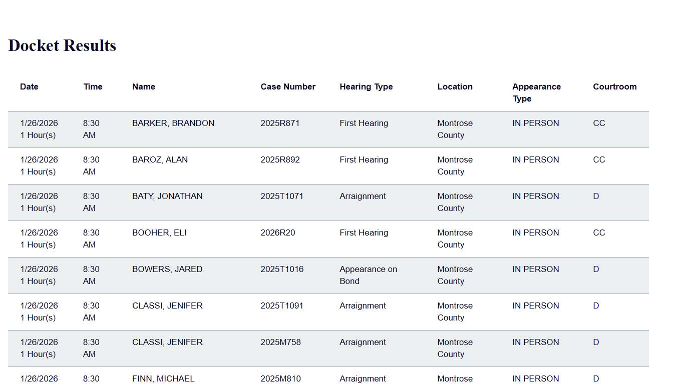 Docket Print Results Colorado Judicial Branch